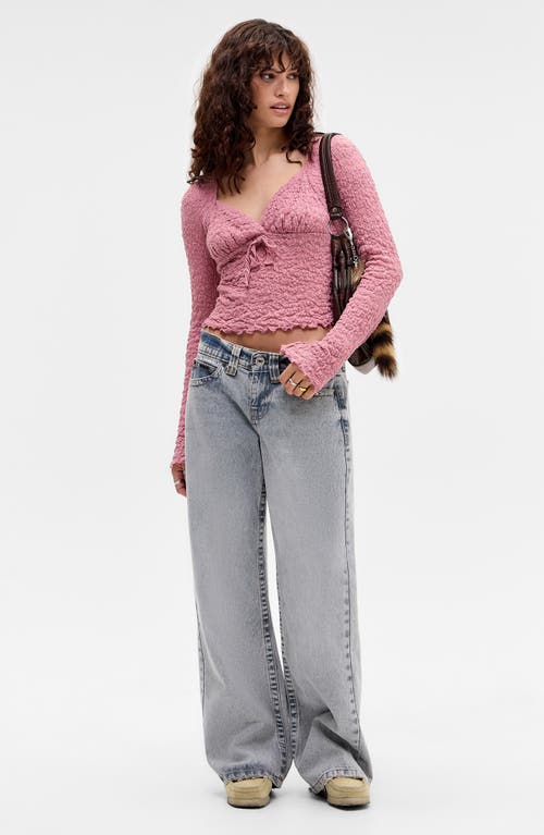 Bdg Urban Outfitters Olivia Lace Long Sleeve Top In Pink