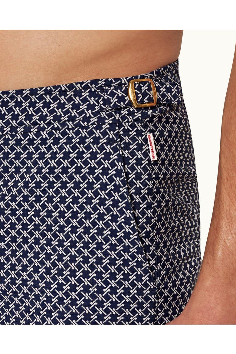 Bulldog Jacquard Mid-Length Swim Shorts, Alternate, color, NIGHT IRIS/CLOUD
