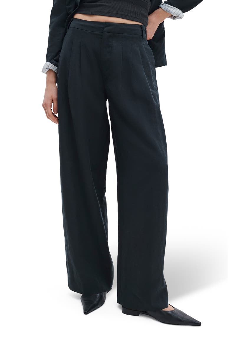 Chappell High Waist Wide Leg Pleat Pants, Main, color, BLACK