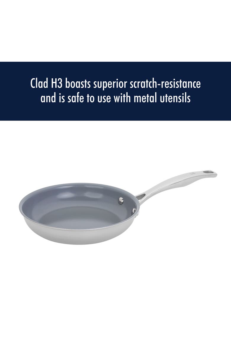 HENCKELS CUTLERY Clad H3 Two-Piece Nonstick Ceramic Frying Pan Set, Alternate, color, Silver