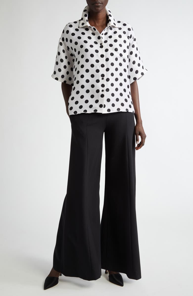 Carolina Herrera Polka Dot Silk Camp Shirt, Alternate, color, 