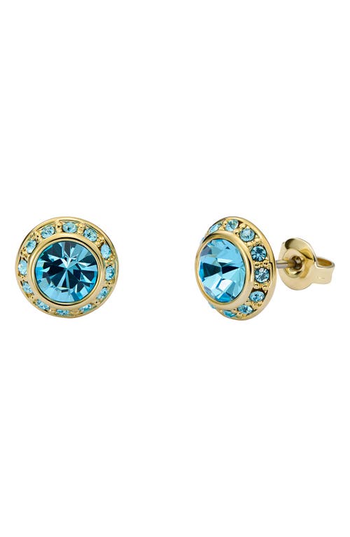 Ted Baker Soletia Solitaire Sparkle Stud Earrings In Gold Tone Aquamarine Crystal