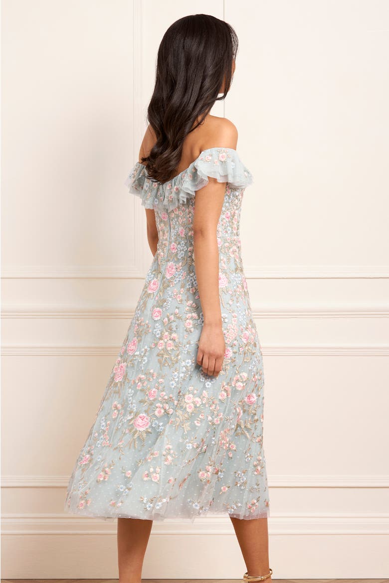Antoinettes Floral Ballerina Midi Dress, Alternate, color, French Blue