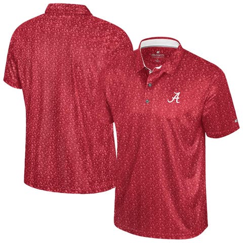 Men's Colosseum  Crimson Alabama Crimson Tide Football Print Polo