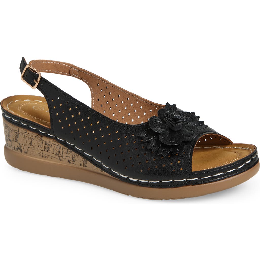 Extreme By Eddie Marc Laser-cut Wedge Slingback Sandal