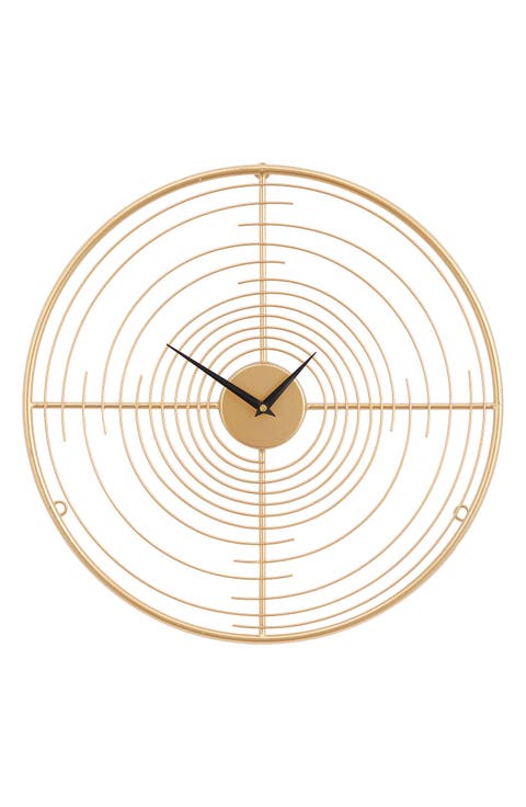 Goldtone Metal Open Frame Swirl Wall Clock