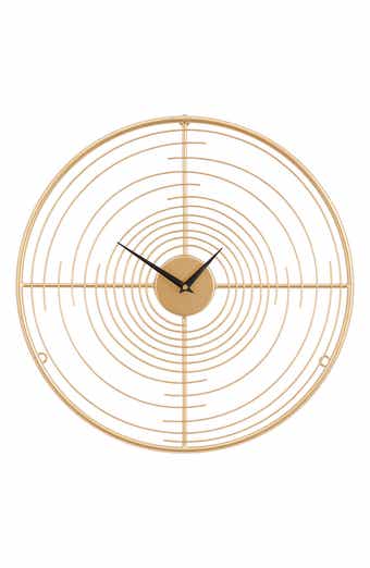 VIVIAN LUNE HOME Goldtone Metal Open Frame Swirl Wall Clock