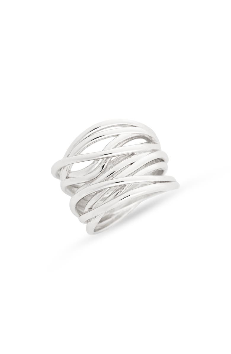 NORDSTROM RACK Sculpted Strand Ring, Main, color, Silver