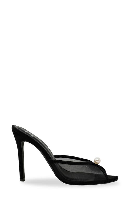 Chase & Chloe Chase And Chloe Halston Faux Pearl Mesh Sandal In Black