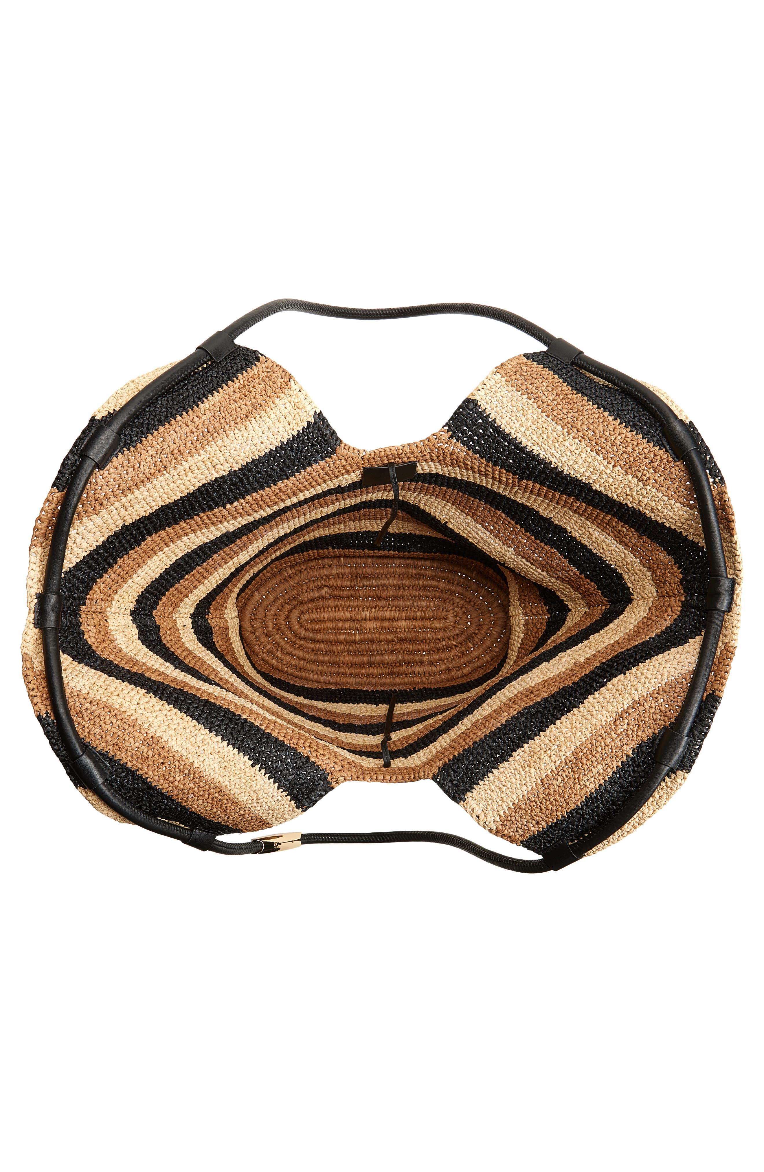 Zimmermann Large Goldentime Stripe Raffia Tote, Alternate, color, Black Stripes