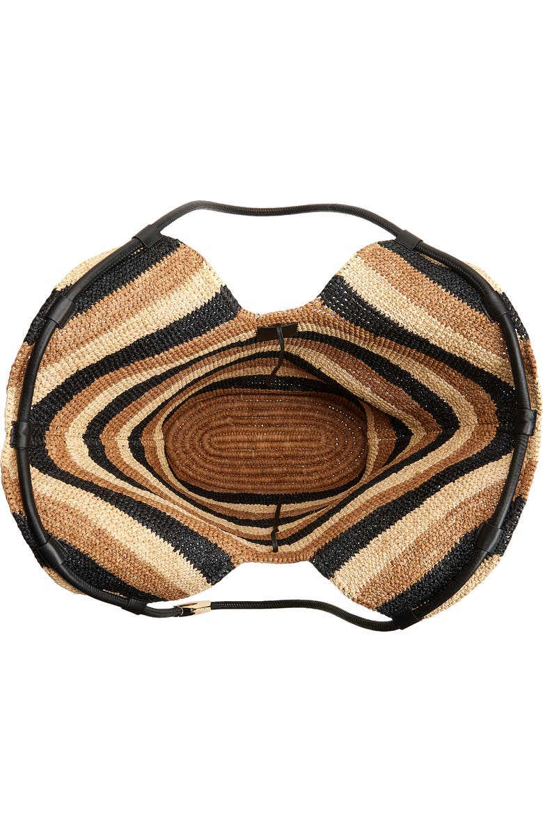 Zimmermann Large Goldentime Stripe Raffia Tote, Alternate, color, Black Stripes