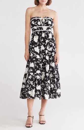 Lush Contrast Strapless Midi Dress