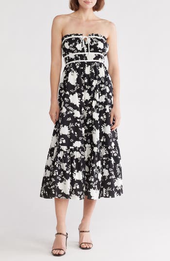 Lush Contrast Strapless Midi Dress