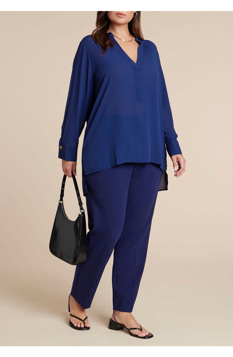 ELOQUII Mandarin Collar Tunic, Alternate, color, Evening Blue