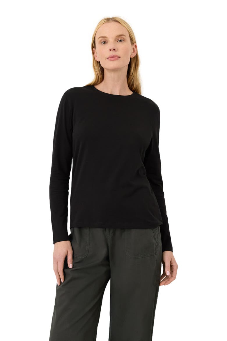 Luxe Essential Crewneck Long Sleeve Tee Made With Organic Cotton, Main, color, Black