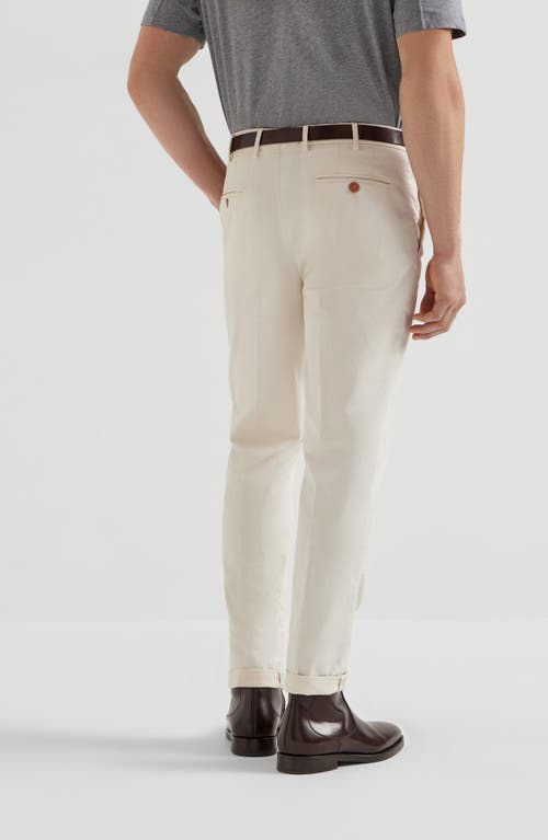 Brunello Cucinelli Cotton-virgin Wool Gabardine Italian Trousers In Neutral