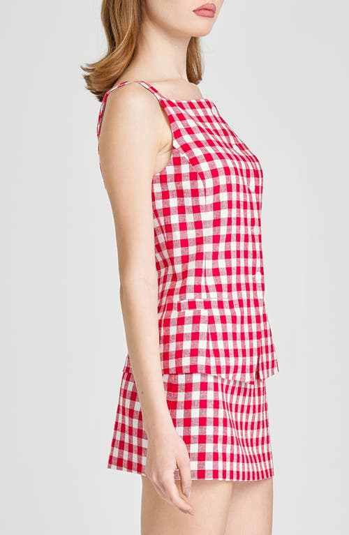 WAYF WAYF GRACIE GINGHAM LINEN BLEND BUTTON-UP VEST