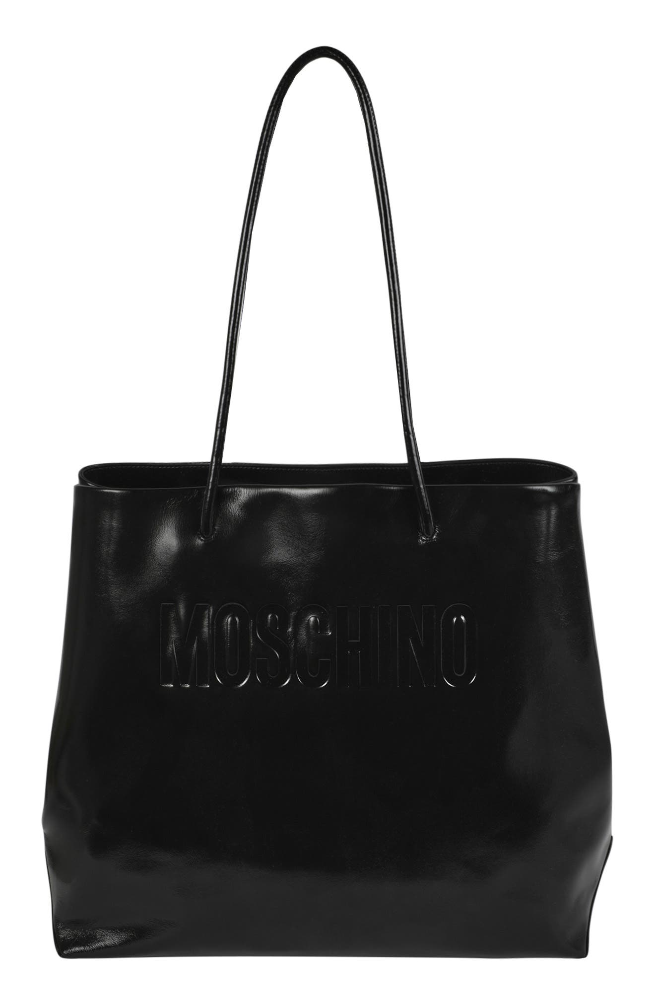 Moschino Embossed Logo Tote Bag, Main, color, 