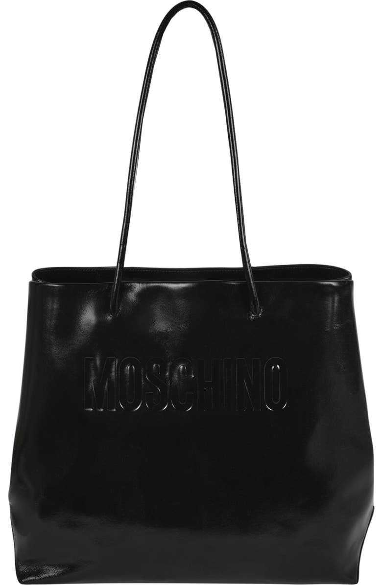 Moschino Embossed Logo Tote Bag, Main, color,