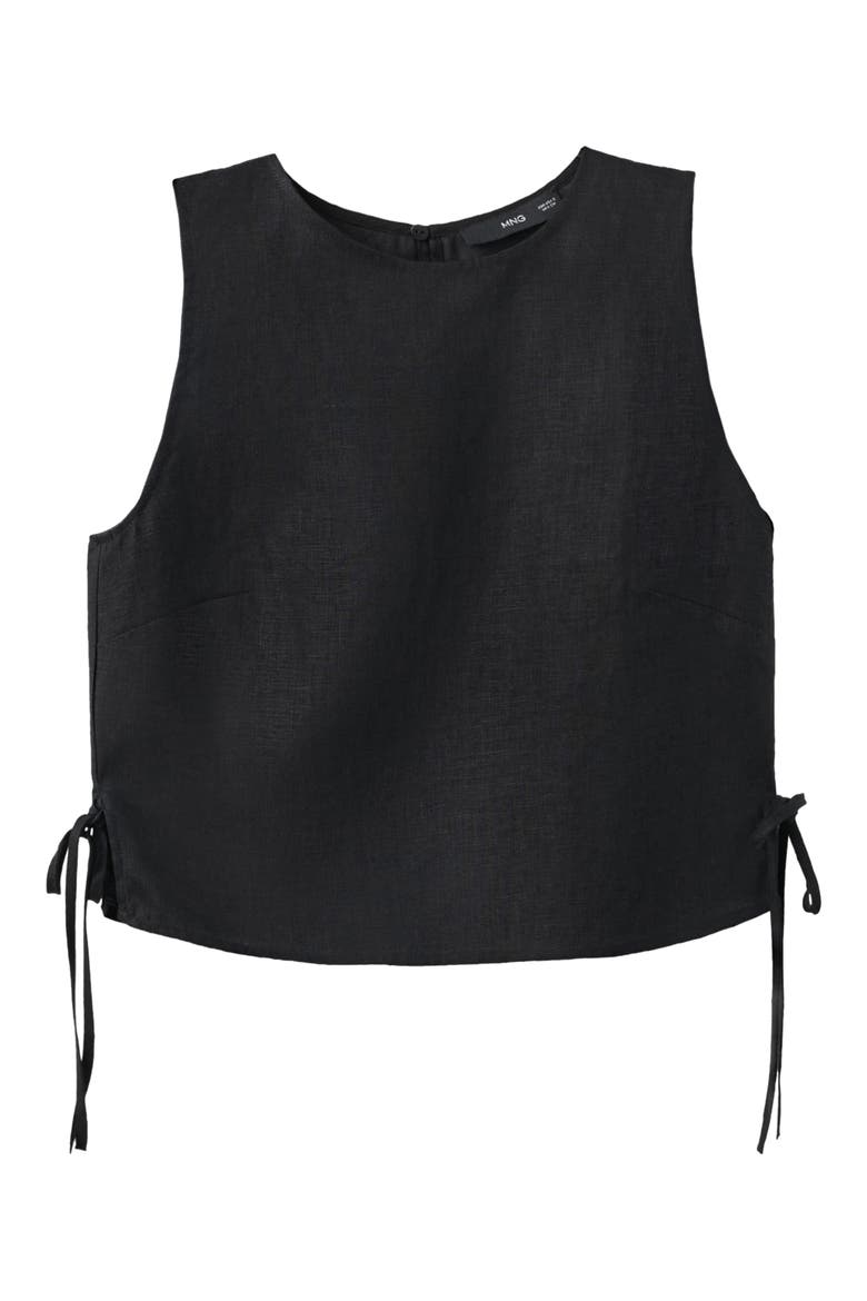 Side Bow Sleeveless Linen Top, Alternate, color, BLACK