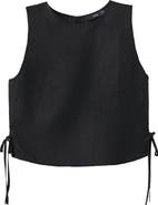 MANGO Side Bow Sleeveless Linen Top