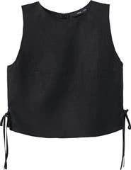 MANGO Side Bow Sleeveless Linen Top
