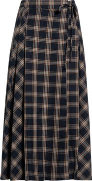 Nobody's Child Check Wrap Midi Skirt