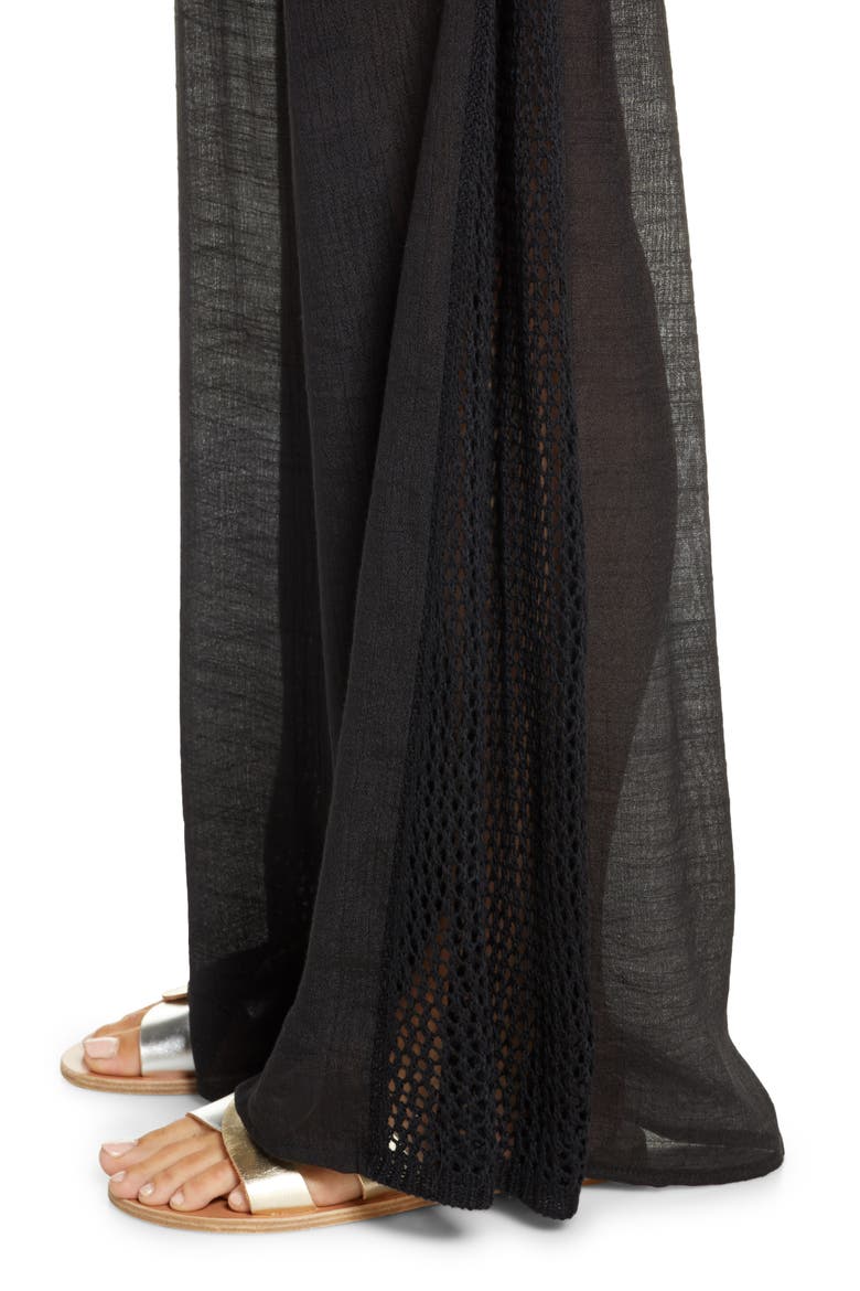 Crochet Trim Wide Leg Cover-Up Pants, Alternate, color, BLACK