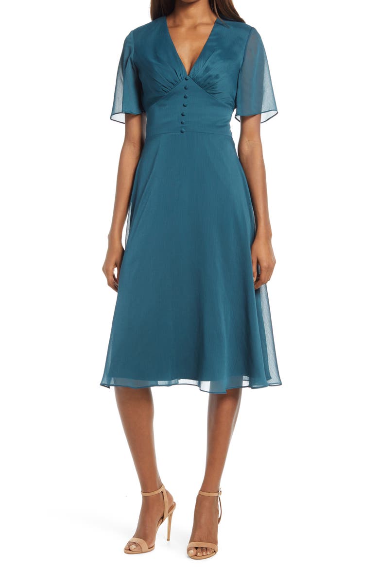 Oria A-Line Chiffon Dress, Main, color, TEAL