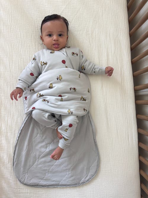 Gunamuna Long Sleeve Transitional Swaddle Sleep Bag, 1.0 Tog In White
