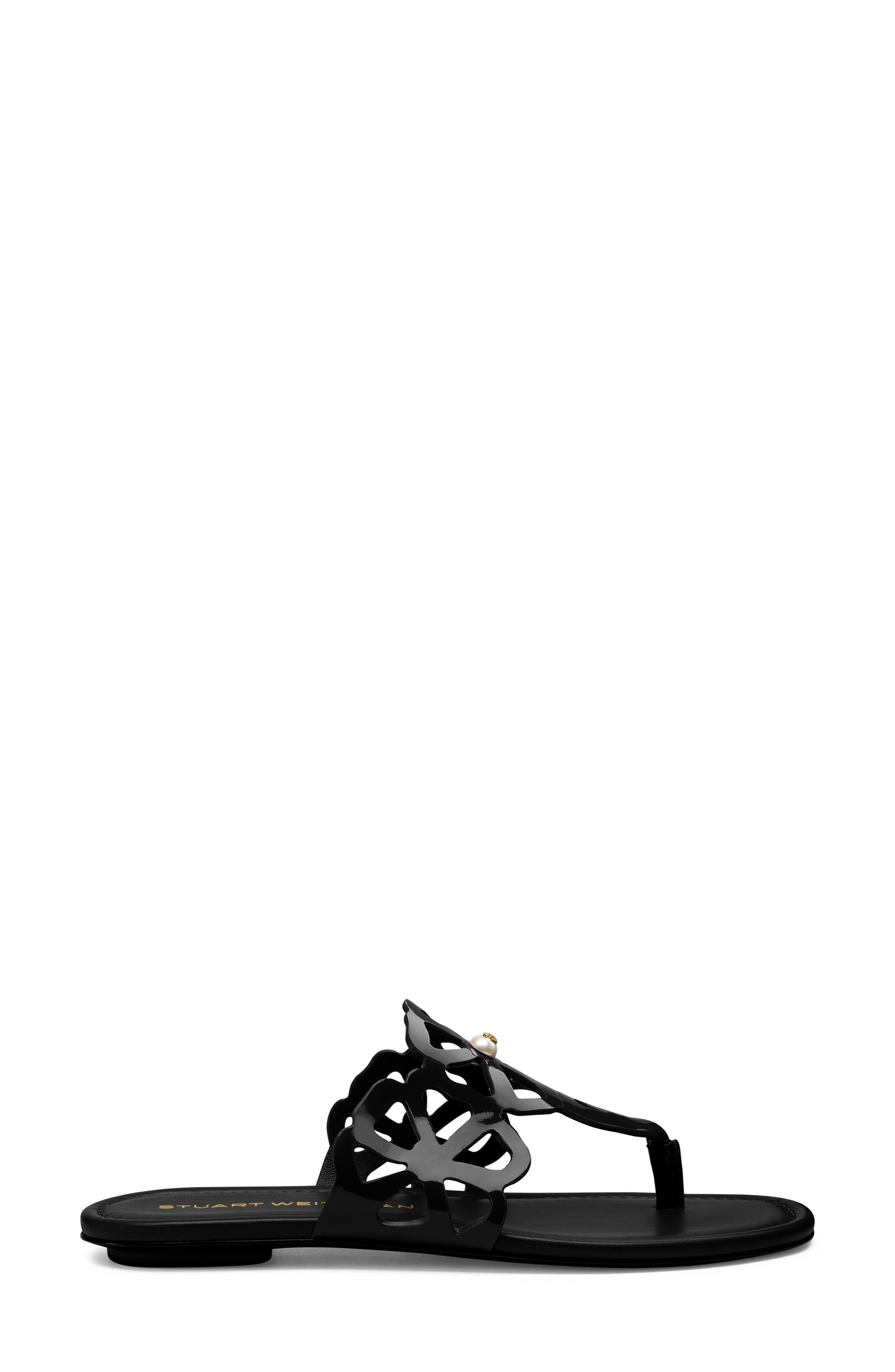 Stuart Weitzman Jasmine Cutout Sandal, Alternate, color, Black