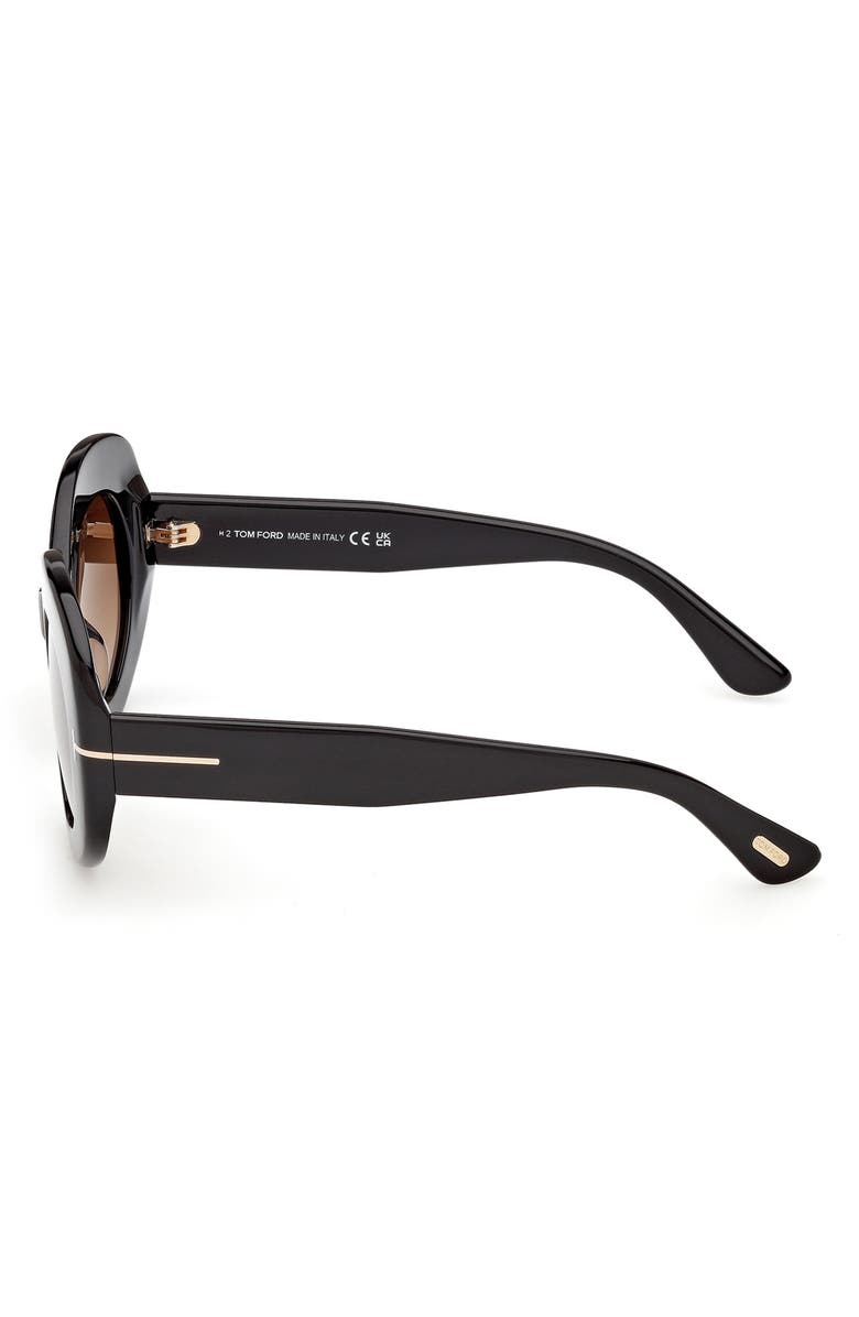 TOM FORD Claudette 51mm Round Sunglasses, Alternate, color, Black / Gradient Brown Lens