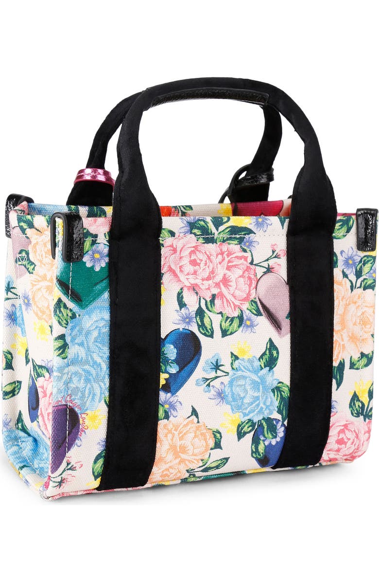 Kurt Geiger London Extra Small Southbank Floral Canvas Tote, Alternate, color, Charcoal
