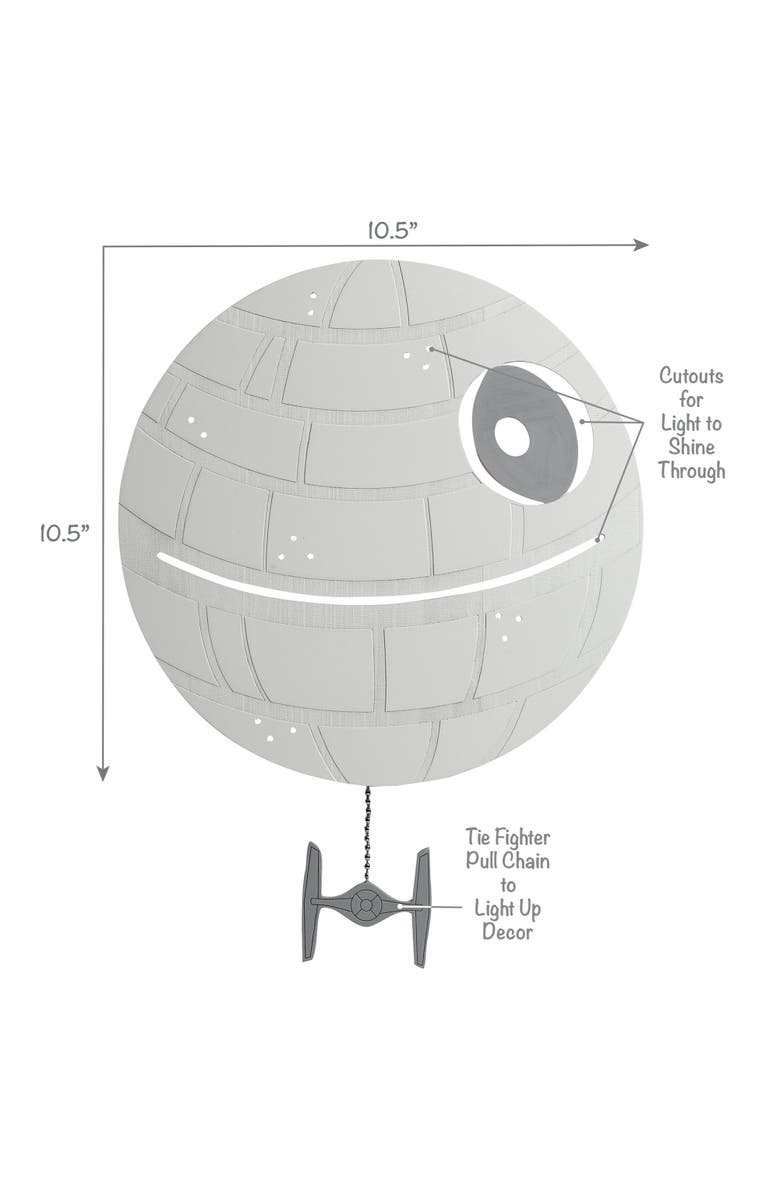 Lambs & Ivy Star Wars Signature LED Light-Up Death Star Wall Decor/Art, Alternate, color,
