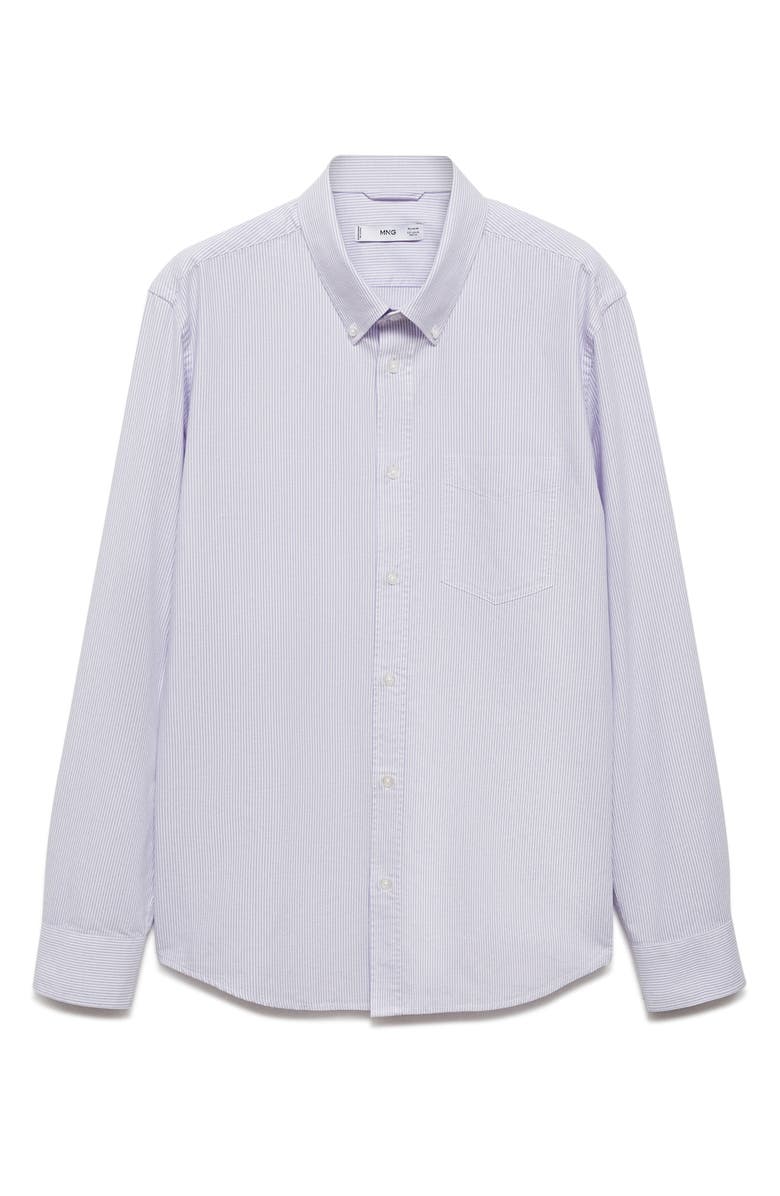 MANGO Kodak Stripe Regular Fit Poplin Button-Down Shirt, Alternate, color, Violet