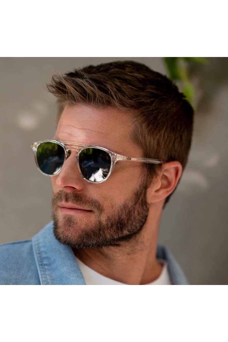Easton - 49mm Round Aviator Polarized Sunglasses, Alternate, color, Clear