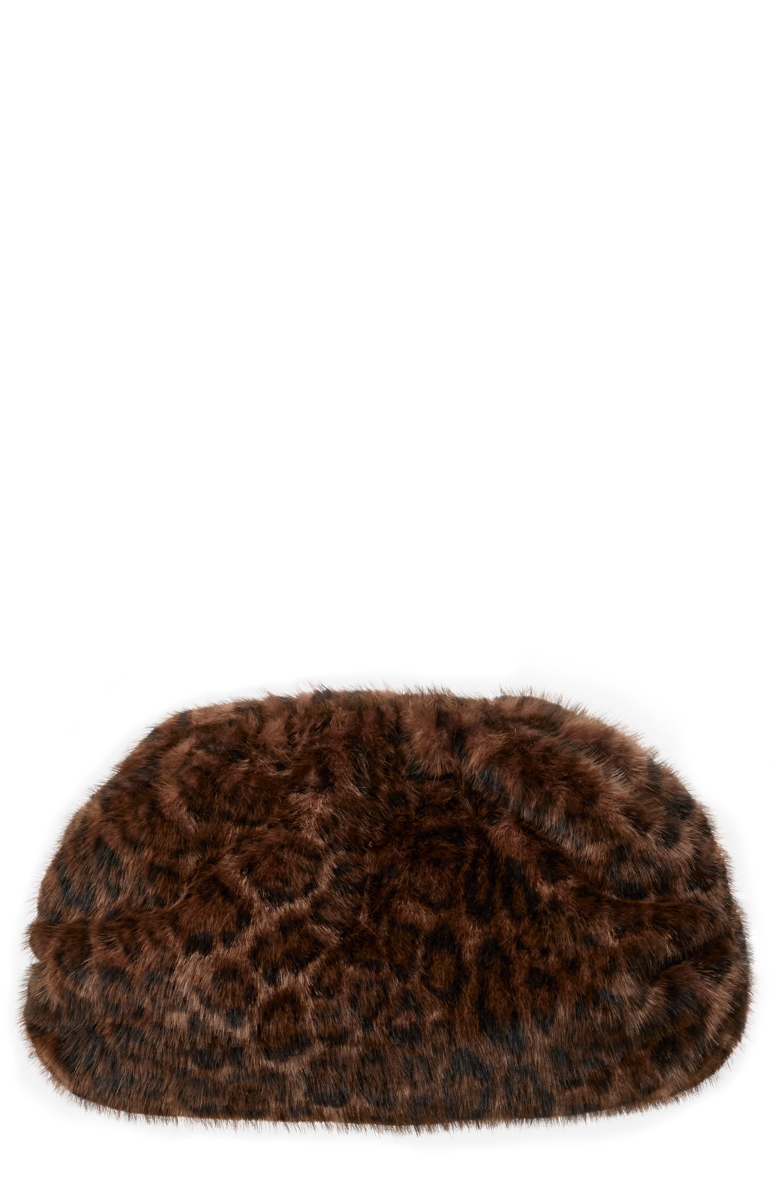Naked Wardrobe Leopard Faux Fur Clutch, Main, color, Dark Leopard