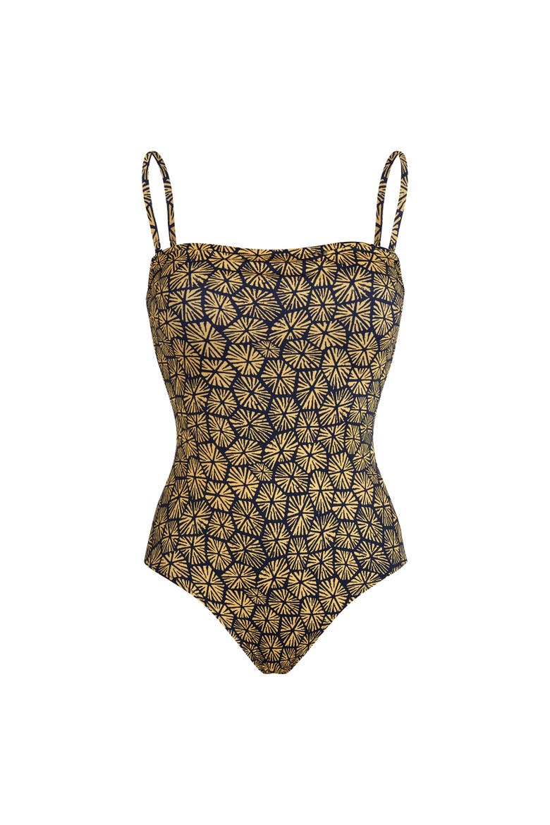 Women's Carapaces Jersey Bustier One-Piece Swimsuit, Alternate, color, BLEU MARINE