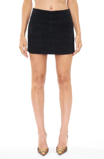 Pistola Penelope Mid Rise Raw Hem Utility Skirt In Black
