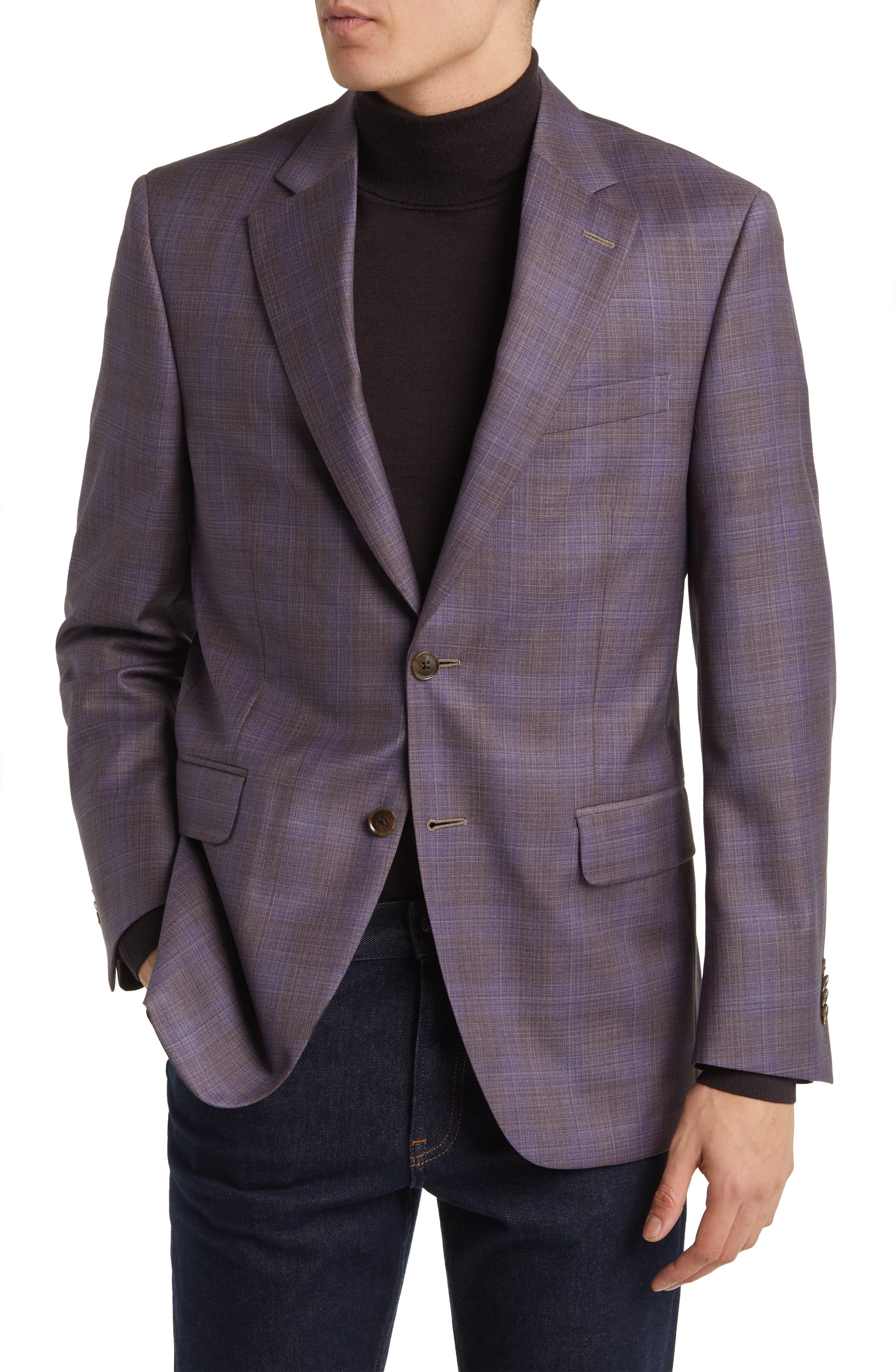 Peter Millar Tailored Fit Plaid Wool Sport Coat