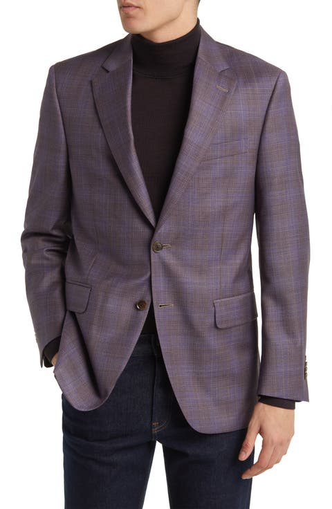 Tailored Fit Plaid Wool Sport Coat (Regular & Big)