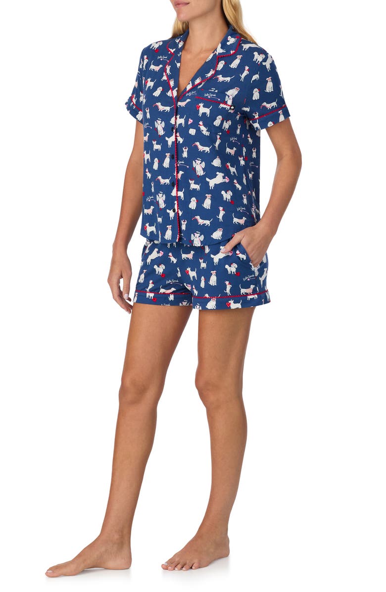 Kate Spade New York print short pajamas, Alternate, color, Dark Blue Print