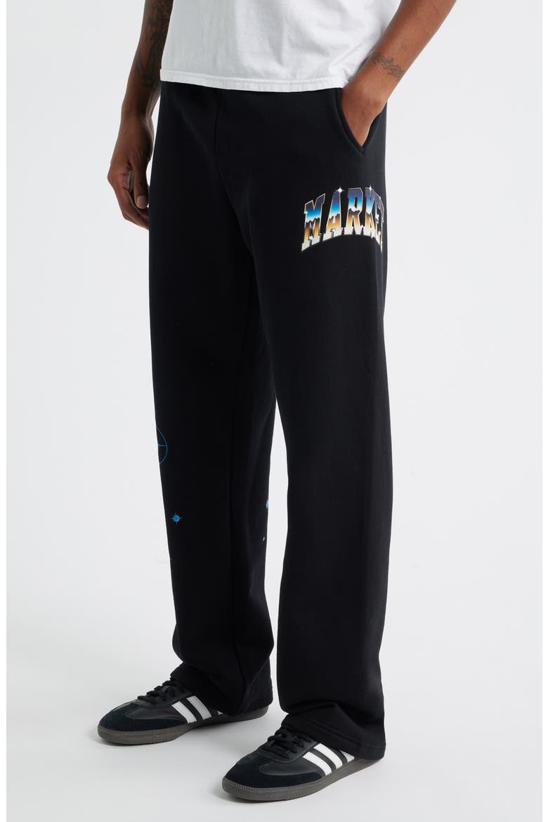SMILEY® Chrome Logo Cotton Fleece Sweatpants (Nordstrom Exclusive), Alternate, color, BLACK