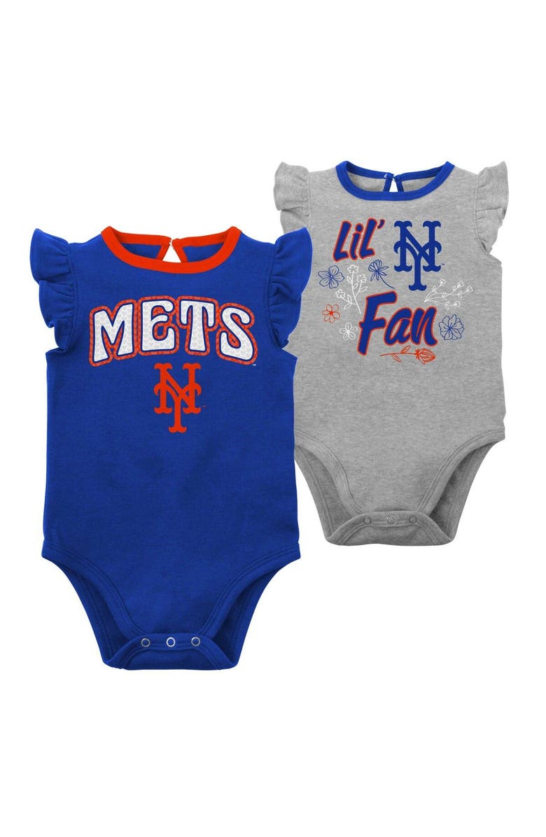 Outerstuff Infant Royal/Heather Gray New York Mets Little Fan Two-Pack Bodysuit Set, Main, color, Royal