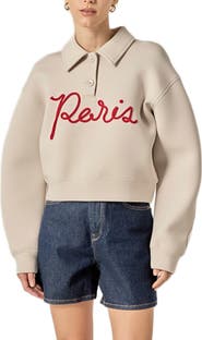 English Factory Lettering Scuba Polo Pullover