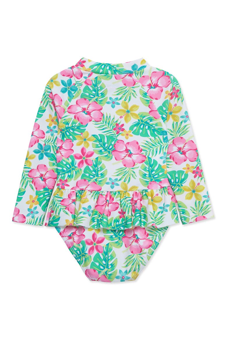 Tropical Long Sleeve One-Piece Rashguard Swimsuit, Alternate, color, FLORAL