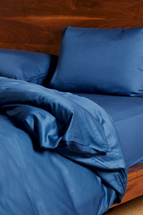 Bedvoyage Luxury 100% Viscose Cooling Duvet Cover With Shams, 3pc Set In Indigo