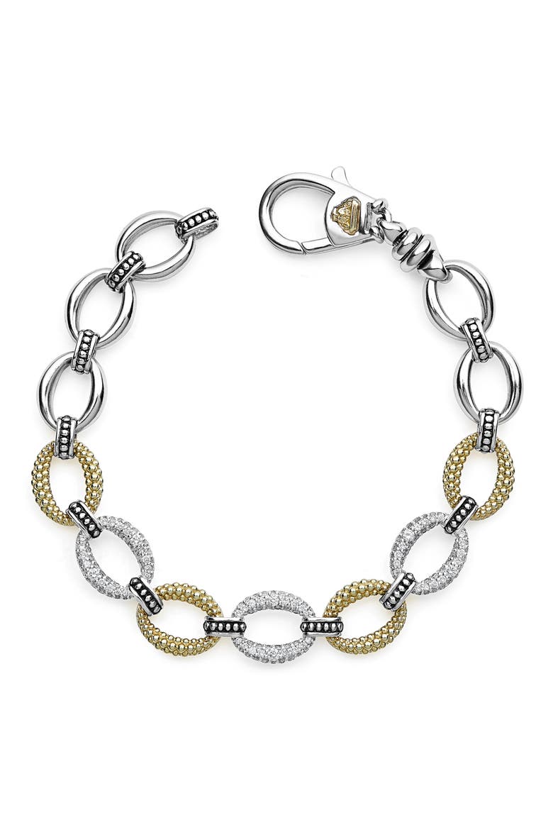 Caviar Lux Pavé Diamond Link Bracelet, Main, color, SILVER