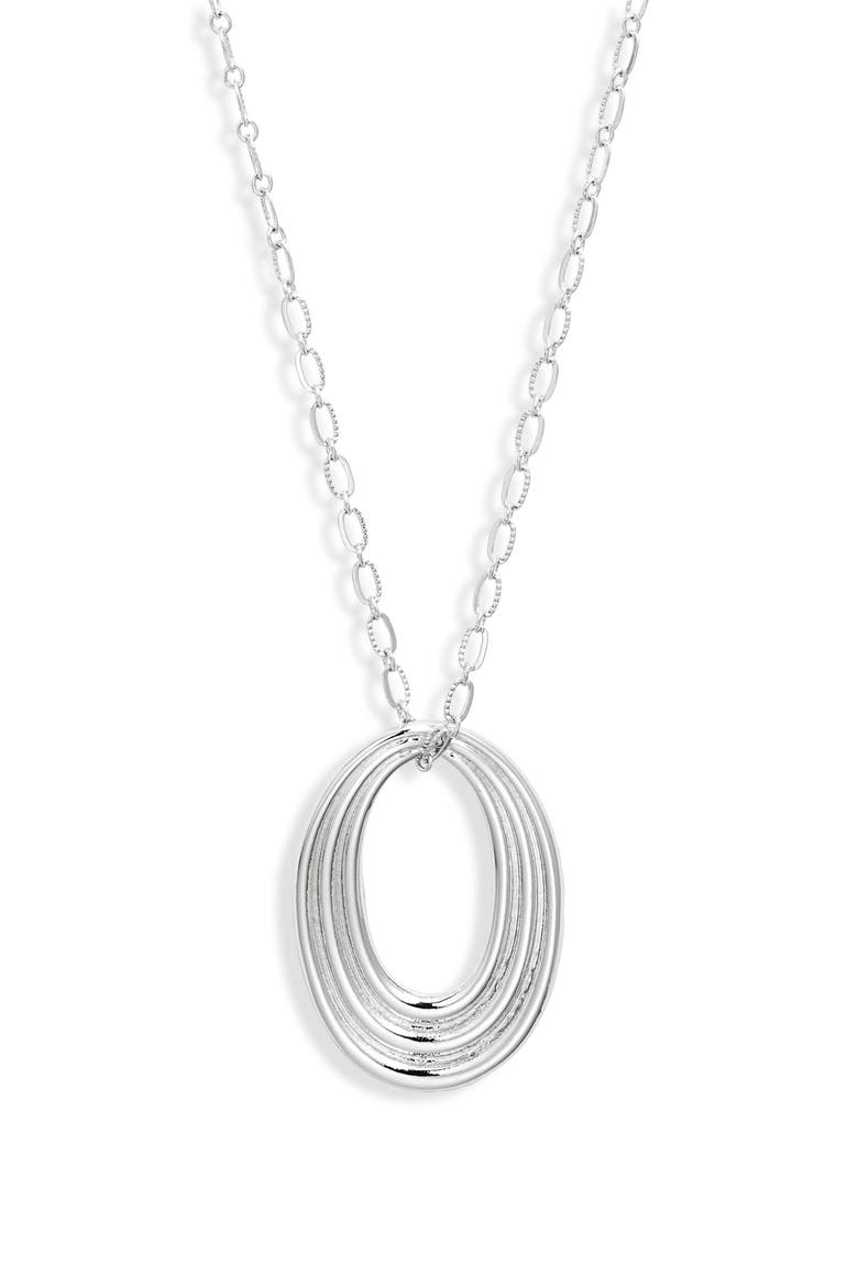 Concentric Circle Pendant Necklace, Main, color, SILVER