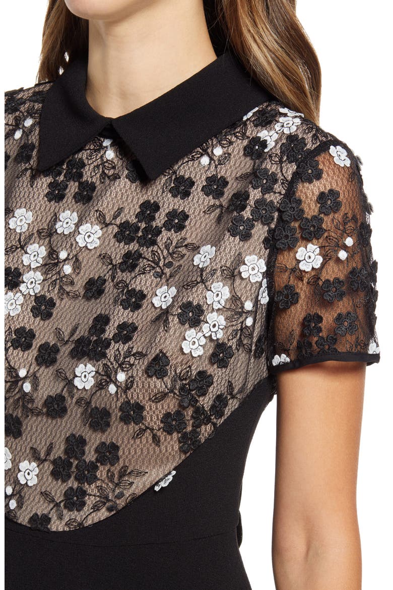 Lace Bodice Fit & Flare Dress, Alternate, color, BLACK/NUDE